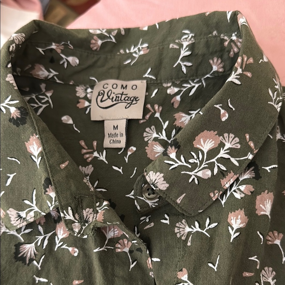 Como Vintage Olive Floral Shirt